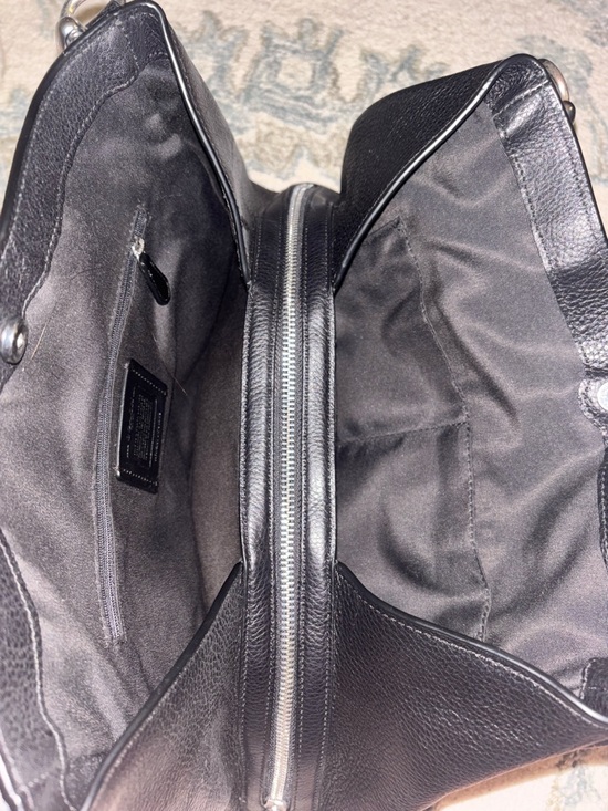 Coach Black Pebbled Leather Shoulder Bag with Silver Hardware - Picture 10 of 11